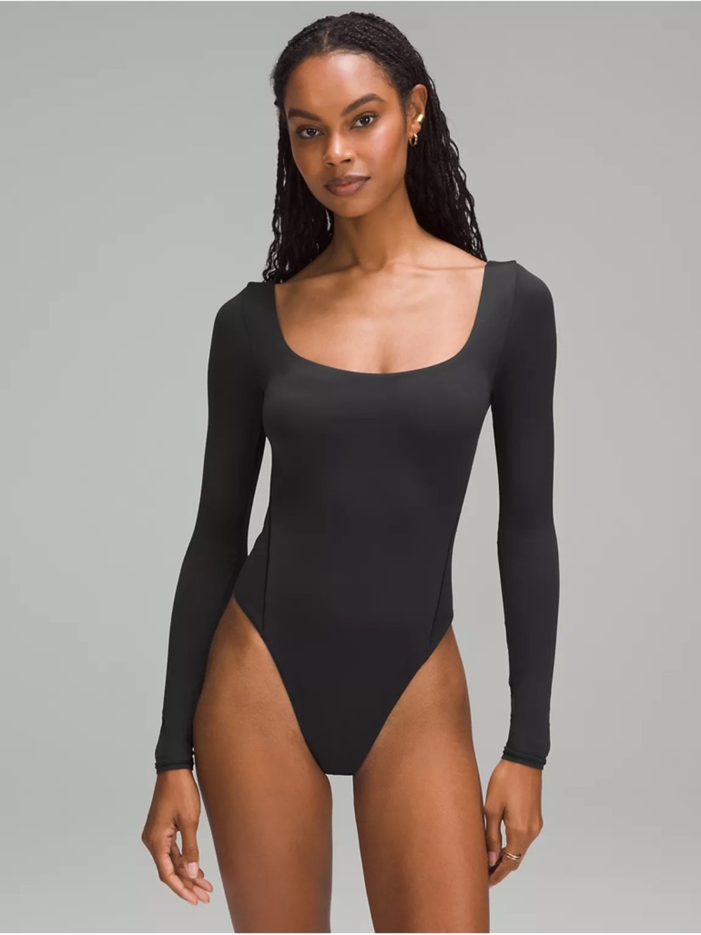 Wundermost Ultra-Soft Nulu Square-Neck Long-Sleeve Bodysuit